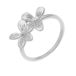 Bague en argent rhodié, fleurs