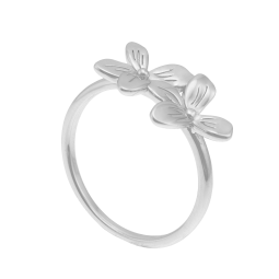 Bague en argent rhodié, fleurs