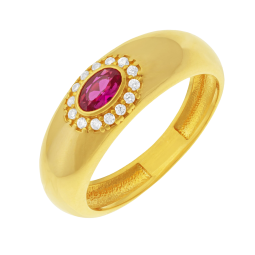 Bague en argent doré et oxydes de zirconium