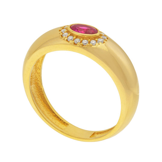 Bague en argent doré et oxydes de zirconium