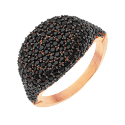 Bague en argent doré rose et oxydes de zirconium