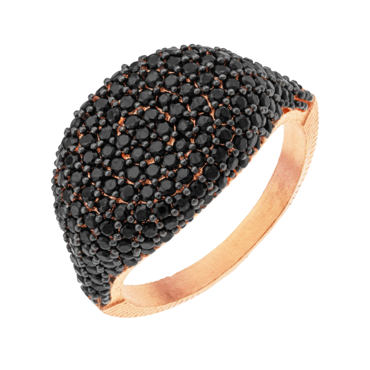 Bague en argent doré rose et oxydes de zirconium