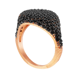 Bague en argent doré rose et oxydes de zirconium