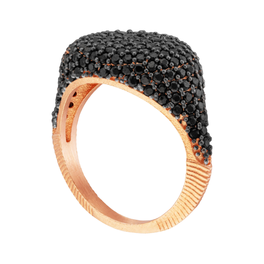 Bague en argent doré rose et oxydes de zirconium