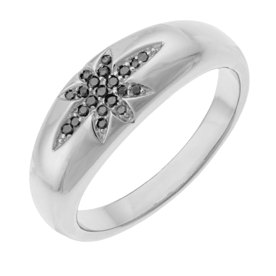Bague en argent rhodié et oxydes de zirconium