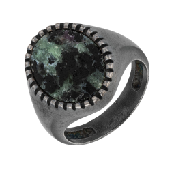Bague en acier et pierre synthétique