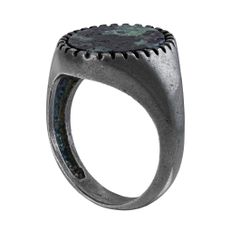 Bague en acier et pierre synthétique