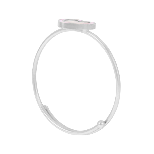 Bague en argent rhodié et laque, réglable, coeur 