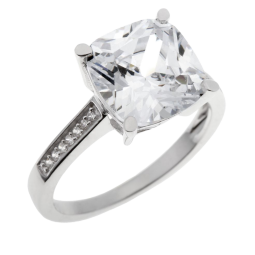 Bague en argent rhodié, oxydes de zirconium