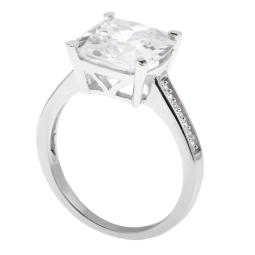 Bague en argent rhodié, oxydes de zirconium