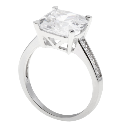 Bague en argent rhodié, oxydes de zirconium