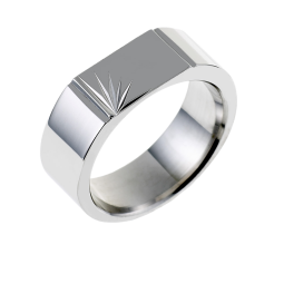 Chevalière en argent rhodié, plateau diamanté