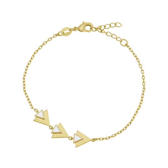 Bracelet en plaqué or et laque blanche