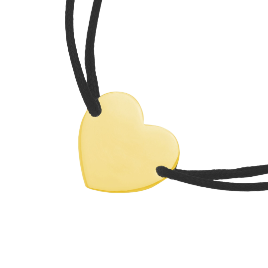 Bracelet cordon noir en plaqué or, coeur Bracelet cordon noir en plaqué or, coeur