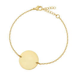 Bracelet en plaqué or, plaque ronde 19,5 mm