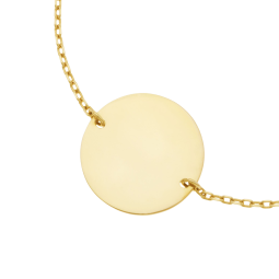 Bracelet en plaqué or, plaque ronde 19,5 mm