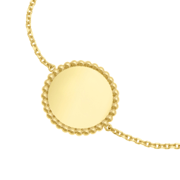 Bracelet en plaqué or, plaque ronde perlée 18 mm