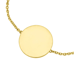 Bracelet en plaqué or, plaque ronde 19 mm, motif pointillé