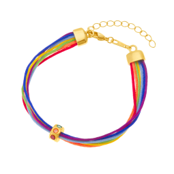 Bracelet en plaqué or, cordons et oxydes de zirconium
