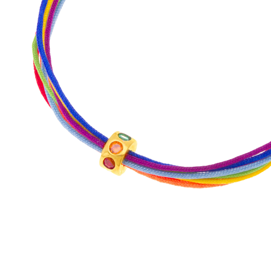 Bracelet en plaqué or, cordons et oxydes de zirconium Bracelet en plaqué or, cordons et oxydes de zirconium