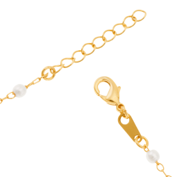 Bracelet en plaqué or, jade et perles synthétiques