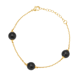 Bracelet en plaqué or et céramiques noires
