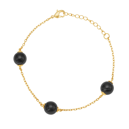 Bracelet en plaqué or et céramiques noires