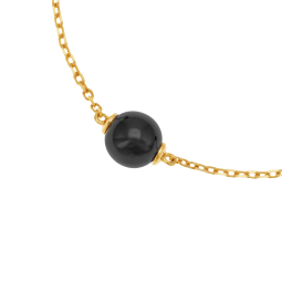 Bracelet en plaqué or et céramiques noires