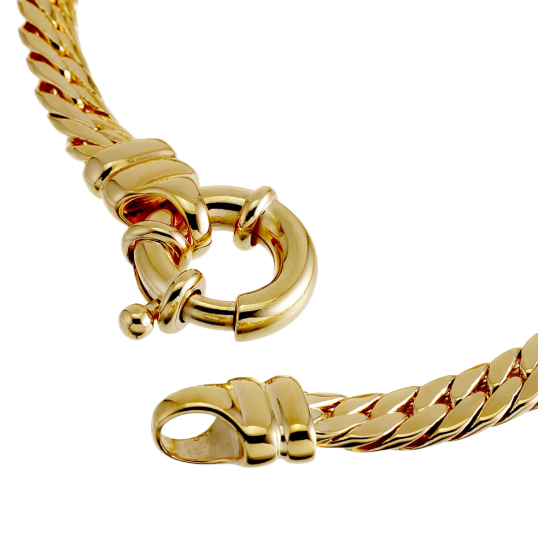 Bracelet en plaqué or, maille anglaise fermoir bouée