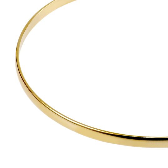 Bracelet en plaqué or, demi jonc rigide, largeur 3 mm