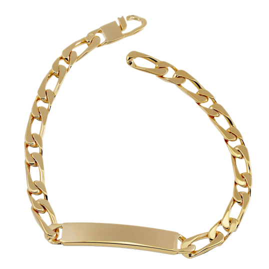 Identité en plaqué or, plaque 7mm, maille cheval alternée 1-1