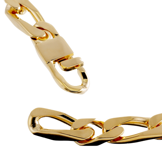 Identité en plaqué or, plaque 7mm, maille cheval alternée 1-1