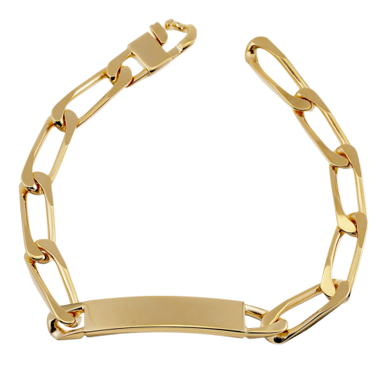 Identité en plaqué or, plaque 8mm, maille cheval