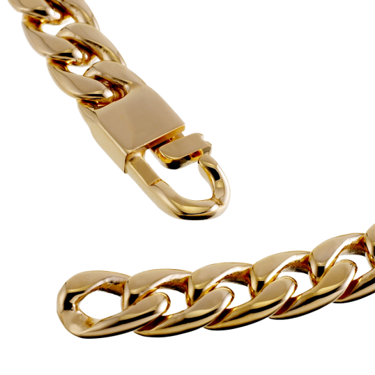 Identité en plaqué or, plaque 7mm, maille gourmette Identité en plaqué or, plaque 7mm, maille gourmette