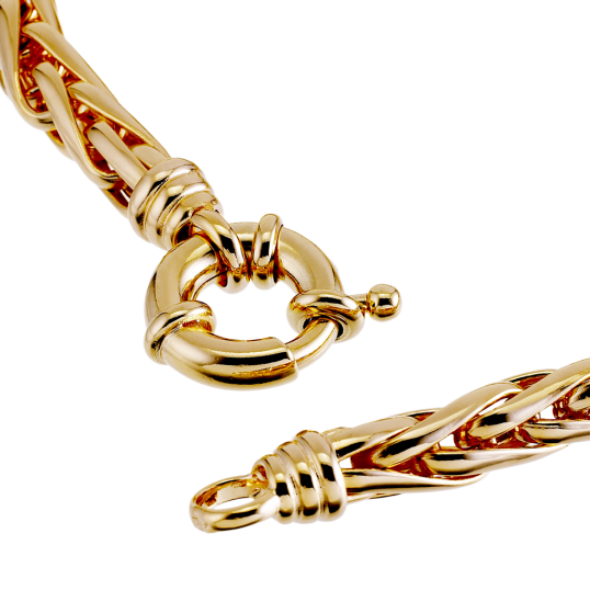 Bracelet en plaqué or, maille palmier fermoir bouée