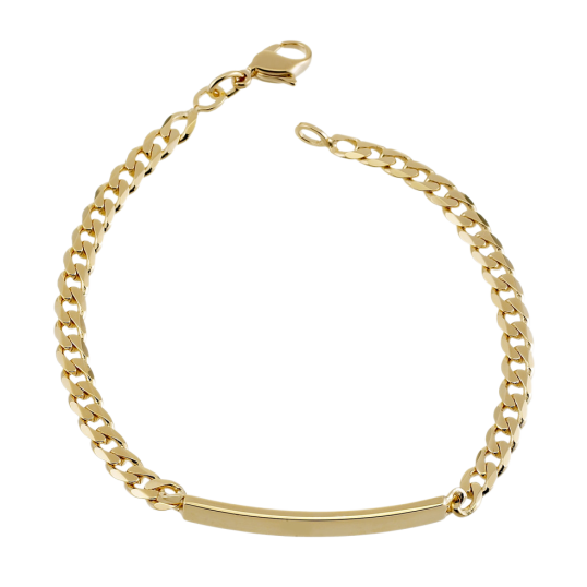 Identité en plaqué or, maille gourmette, plaque 5mm