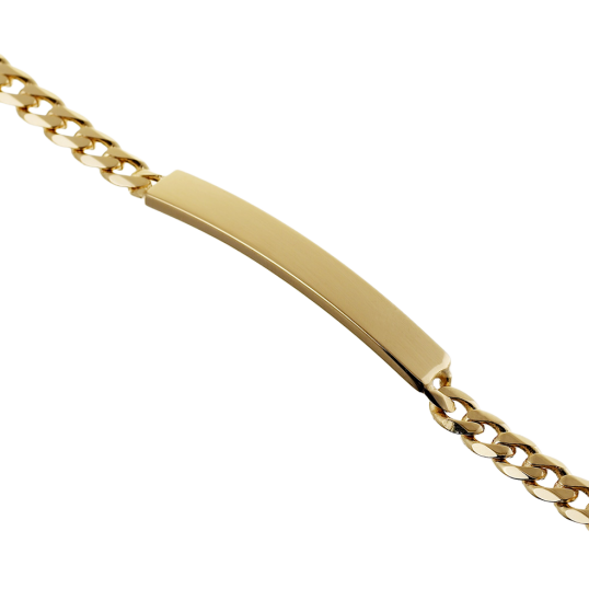 Identité en plaqué or, maille gourmette, plaque 5mm