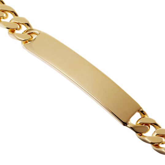 Identité en plaqué or, maille gourmette, plaque 7mm