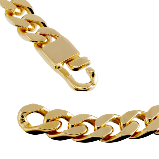 Identité en plaqué or, maille gourmette, plaque 7mm