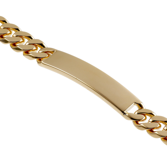 Identité en plaqué or, maille gourmette, plaque 9mm