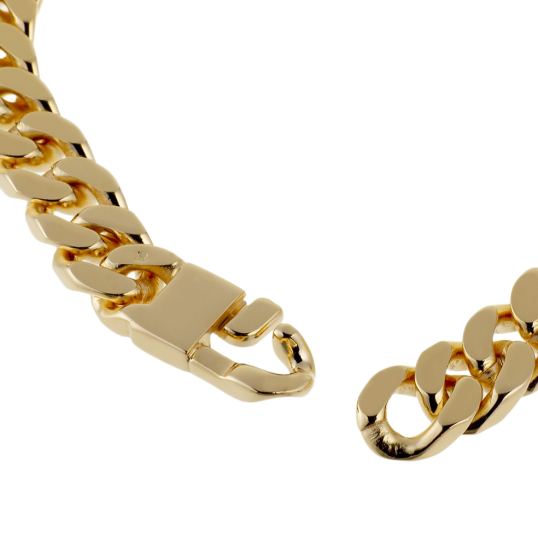 Identité en plaqué or, maille gourmette, plaque 9mm