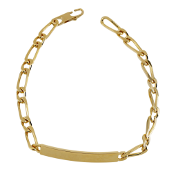 Identité en plaqué or, plaque 5mm, maille cheval alternée 1-1