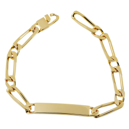 Identité en plaqué or, plaque 7mm, maille cheval alternée 1-1
