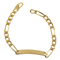 Identité en plaqué or, plaque 6,5mm, maille cheval alternée 1-3