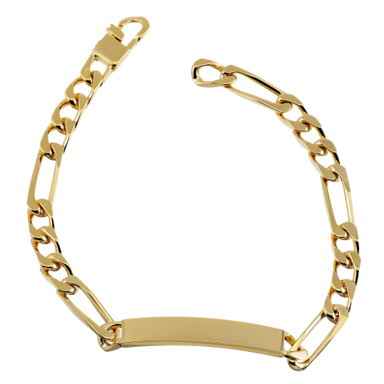 Identité en plaqué or, plaque 6,5mm, maille cheval alternée 1-3