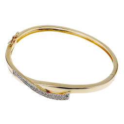 Bracelet jonc en plaqué or et oxydes de zirconium