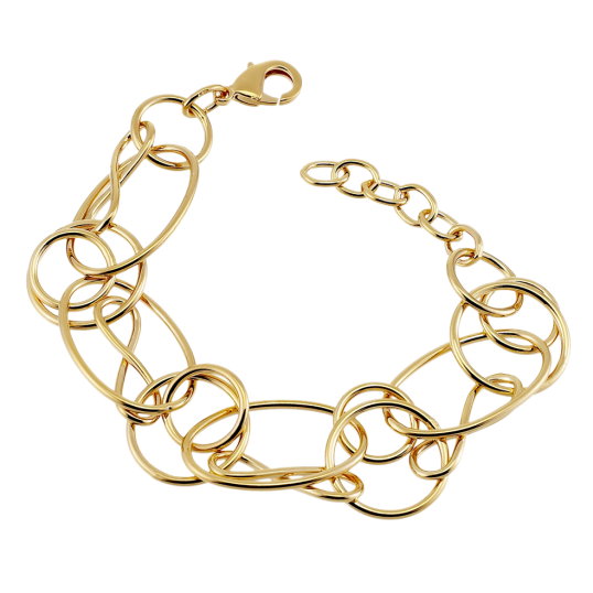 Bracelet en plaqué or, cercles et spirales