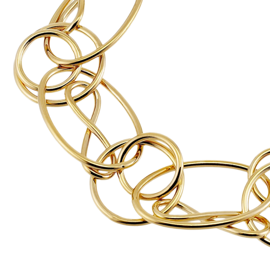 Bracelet en plaqué or, cercles et spirales