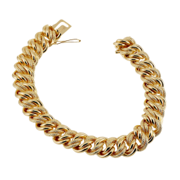 Bracelet en plaqué or, maille américaine ciselée