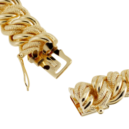 Bracelet en plaqué or, maille américaine ciselée